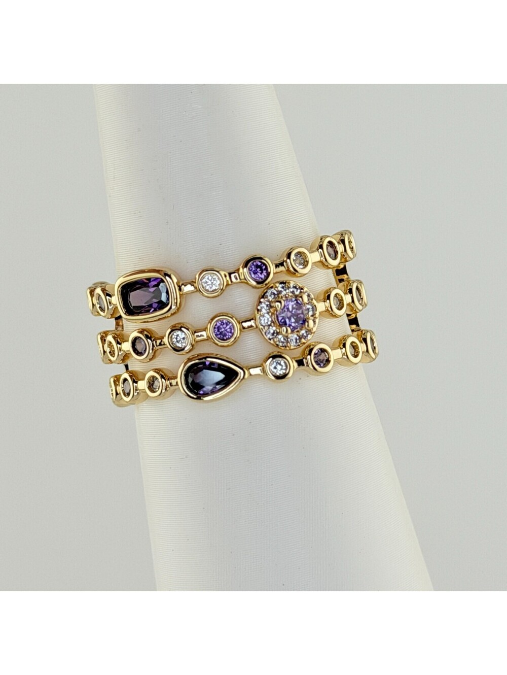 Bomb Party Ring Sz 10 "Unbelievably Royal" Amethyst on Yellow Gold RG23426